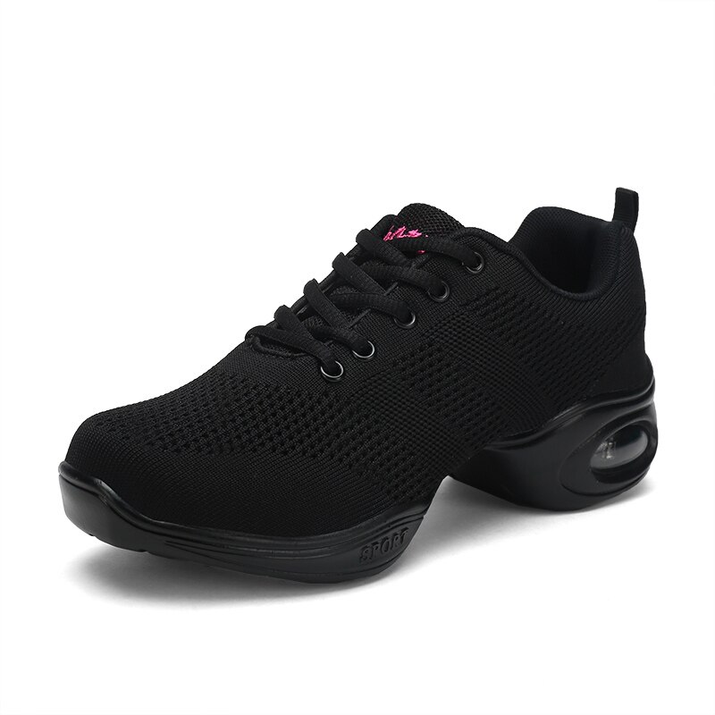 Zapatos de baile para mujer, zapatillas de baile de Jazz para mujer, deportivas modernas de malla entrelazada de para mujer: black / 6,5