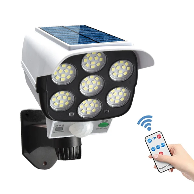 LED Solar Wall Lamp Courtyard Garden IP65 Waterproof Lighting Simulated Monitoring Spotlights Human Body Sensing Street Lights: Yellow