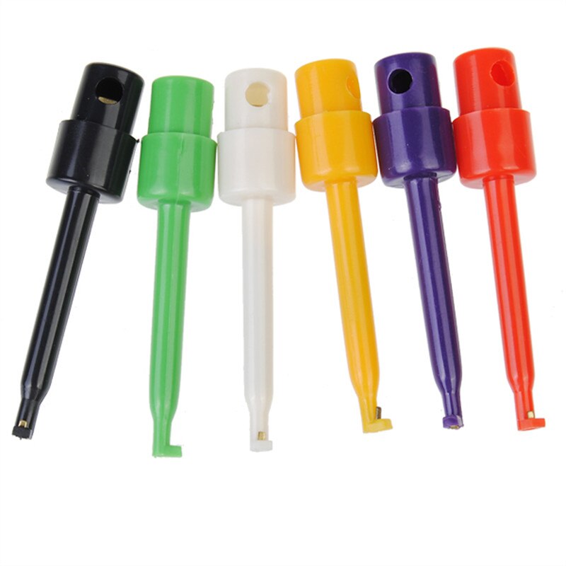 6 stks Multimeter Lead Wire Kit SMD IC Hook Test Clip Grabbers Probes Kabel 6 Kleur Rood Zwart Grijs Blauw geel Groen