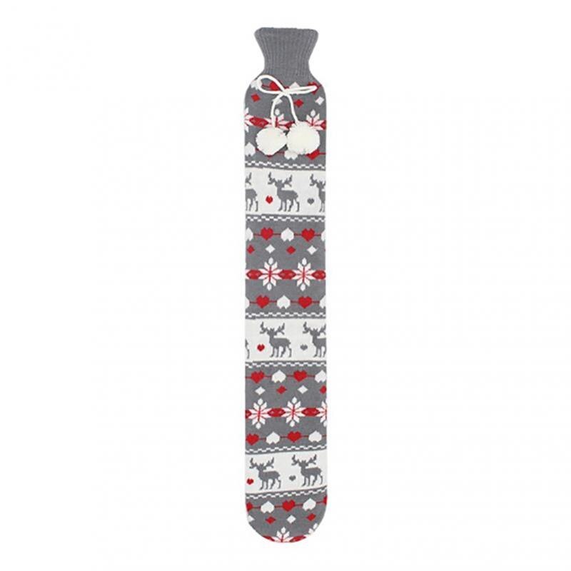 1PCS 70cm Fur Rubber Extra Long Water Bottles Bag With Knitted Removable Cover For Waist Hand Foot Warming Pink Grey Red: 02 gray
