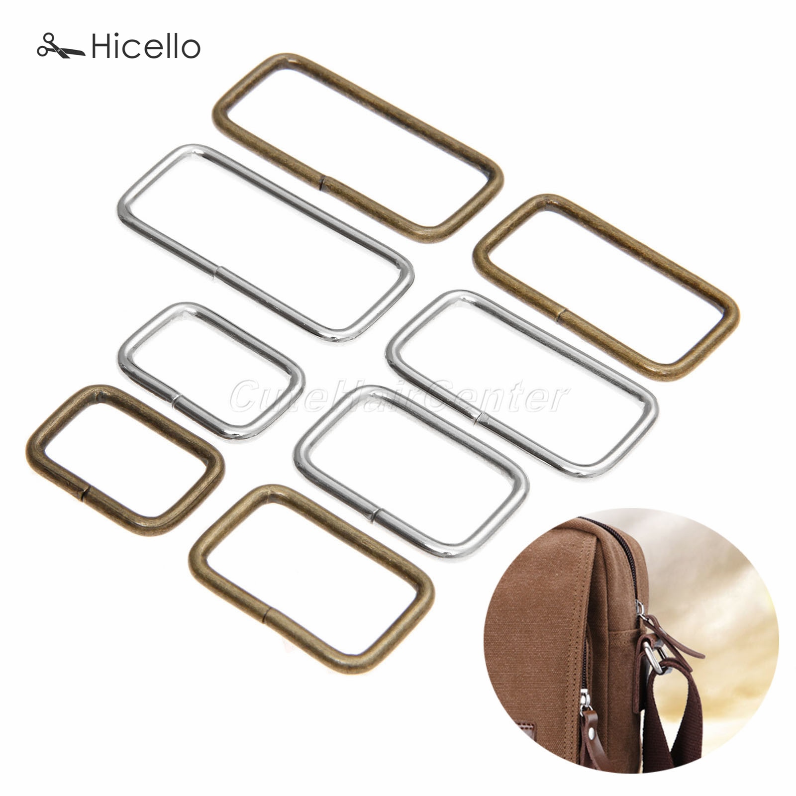 20Pcs/lot Metal square ring buckles Garment Belt DIY Needlework Luggage Sewing handmade Bag purse buttons Bronze Silver Hicello