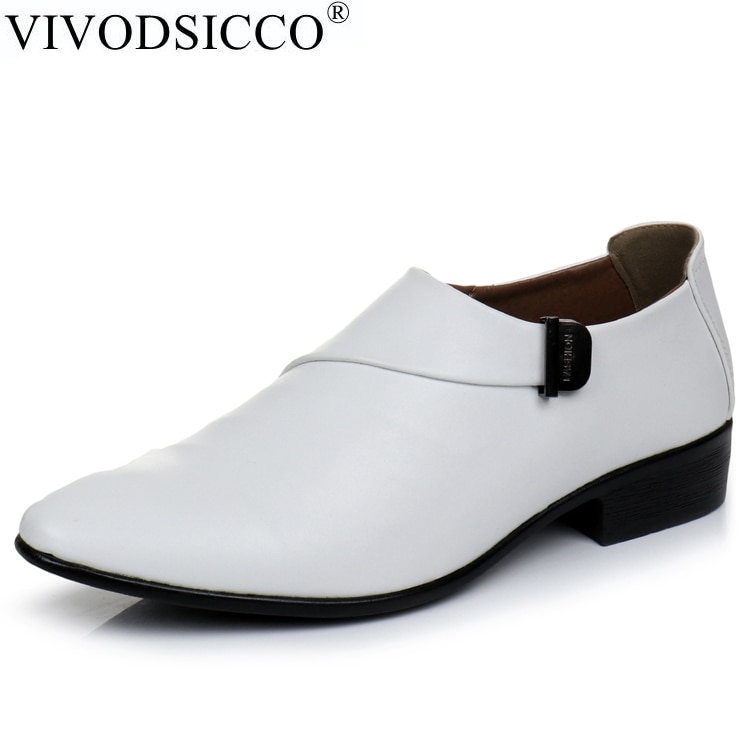 VIVODSICCO Business White Men Dress Shoes Style Man Leather Shoes Social Sapato Male Oxfords Flats Wedding Shoe