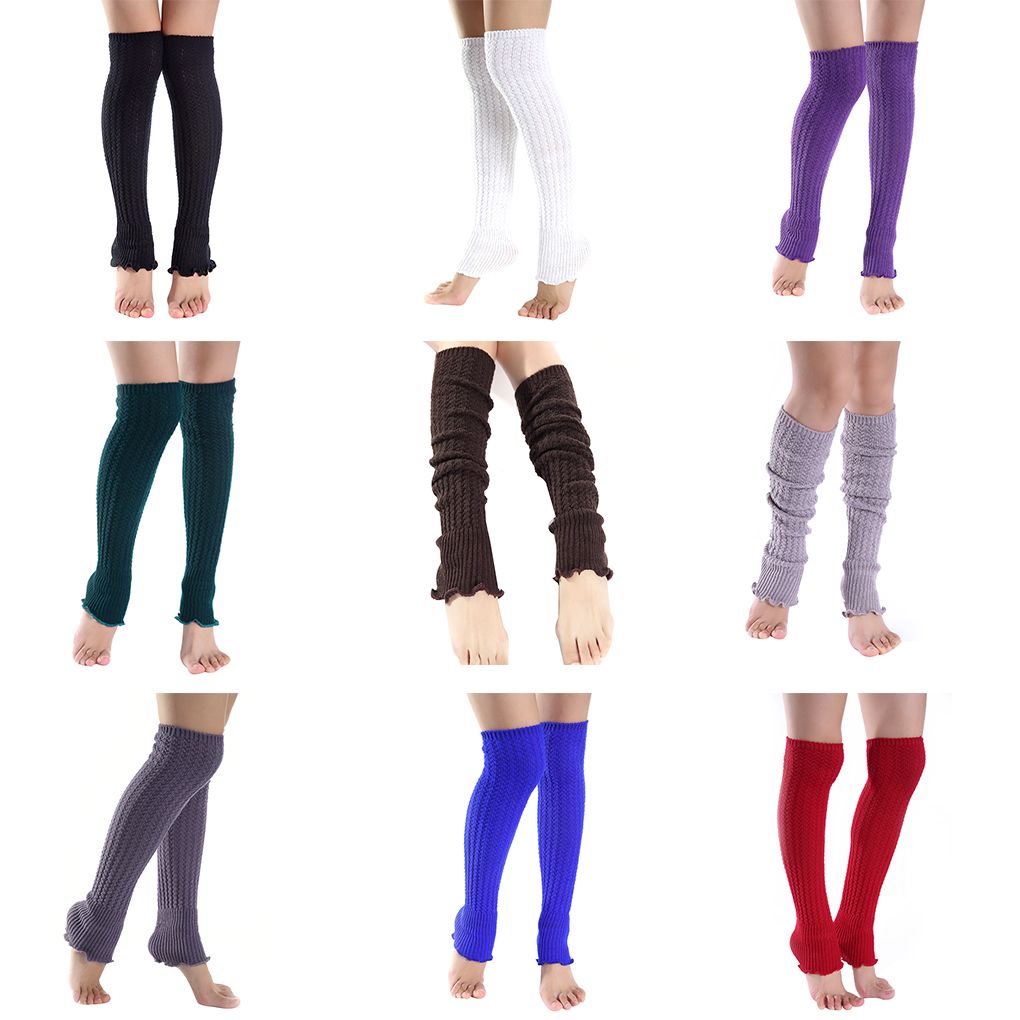 Kvinder strik tights tåløse ben varmere peplum flæse lange crop støvler luv pige strømpe kvinder varm knæ høj vinter strik strømpe