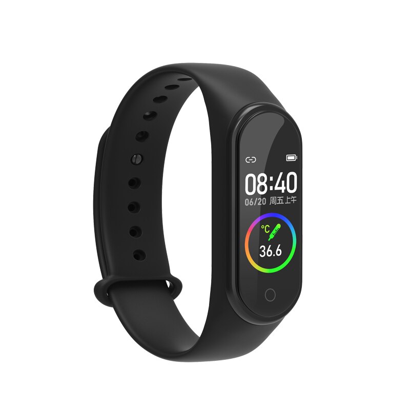 Pulsera inteligente para hombre y mujer, brazalete deportivo con Monitor de ritmo cardíaco, podómetro, control de temperatura corporal,: Negro