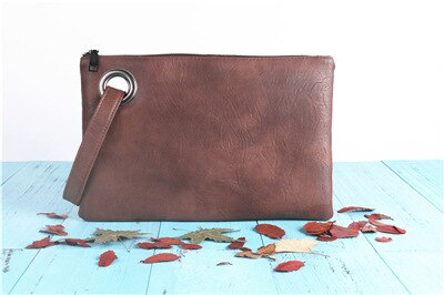 Clutch Bag Eenvoudige Retro Dame Handtas Mode Grote Capaciteit Clutch Rits Envelop Tas: Bruin