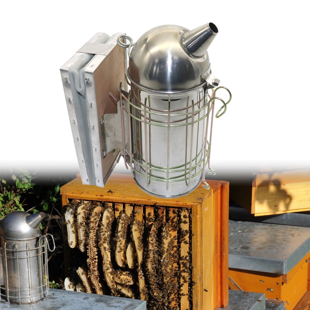 Handleiding roker Rvs Spuiten Rook Bee Hive Roker Met Lederen gas zak Bijenteelt Tool 1 Pc