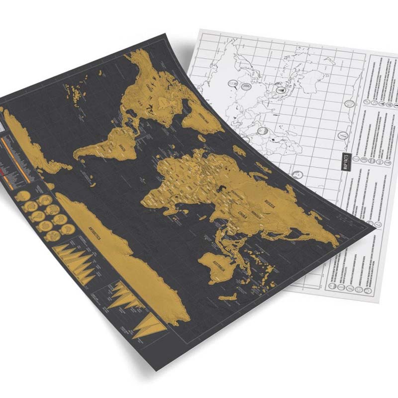 World Scratch Map Black Gold Scratchable Travel Poster Personality Travel Scratch Map Office School Supplies Student Toys