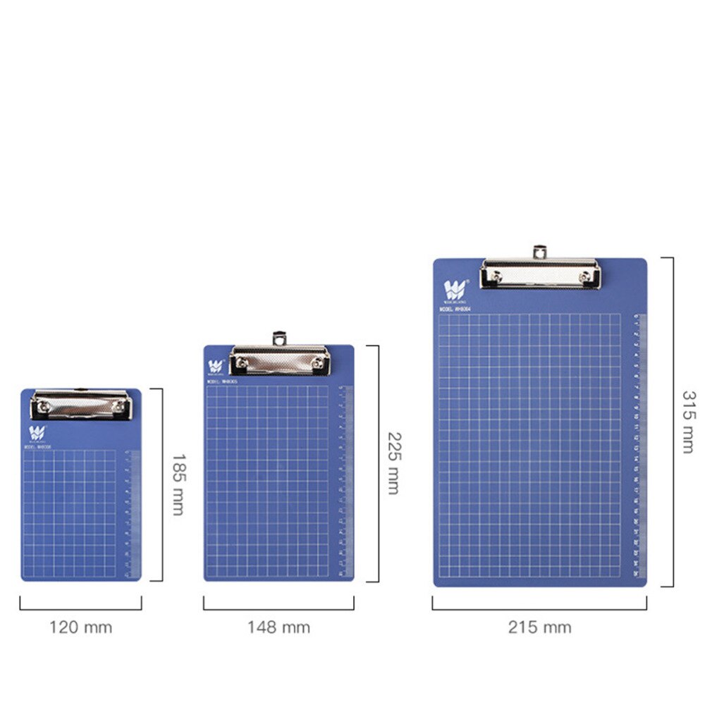3 uds. Tablero de plástico con Clip para escribir, soporte de plástico para escribir en el menú para colgar, para escribir, A4 (azul)