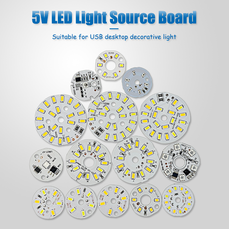3/5/10PCS Round LED Light Board DC 5V 3W Low Voltage 5730 2835 SMD LEDs 3000K Warm or White 6000K Dimmable Bulb Lamp Panel