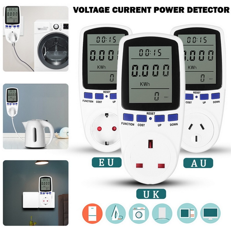 EU/UK/Australia Plug Type Power Consumption Power Energy Meter AC Power Meter Digital Voltmeter