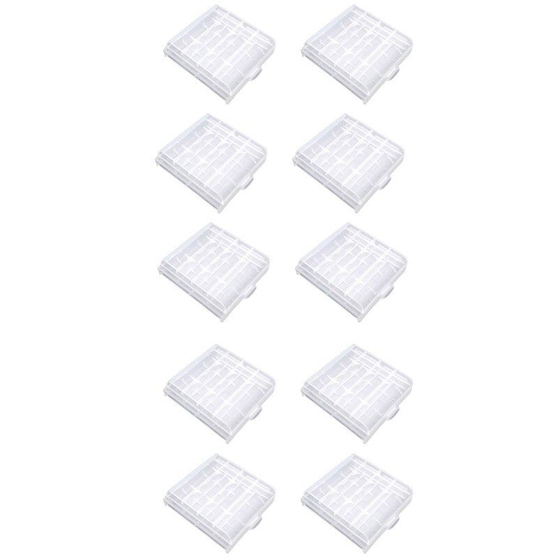10Pcs/20Pcs Plastic Case Houder Draagbare Batterij Opbergdoos Cover Voor 4x Aa Aaa Batterij Box Container bag Case Organizer: 10pc White