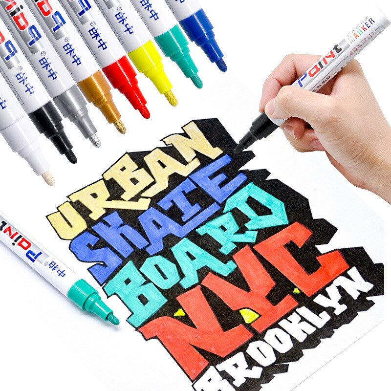 Verf Pennen Graffiti Verf Marker Metallic Permanente Marker Stof Marker Permanent Art Supplies Auto Rubber Tyre Poetsmiddelen