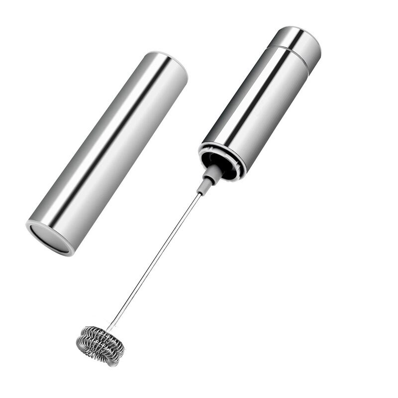 Rustfrit stål elektrisk mælkepisker rustfrit stål beskyttelsesdæksel håndholdt mini omrøring mælkebobler dobbelt lag mælk: Default Title