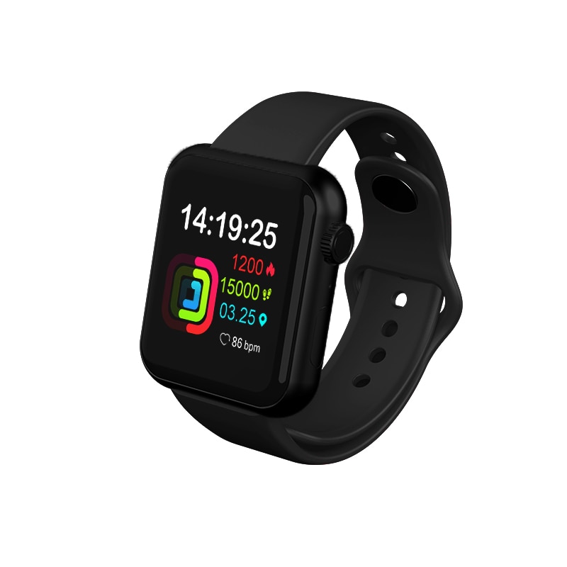 Vuxen smart klocka telefon fitness tracker för kvinnor män 1.4 tum smartwatch silikon armband för ios elektronisk leksak: Svart