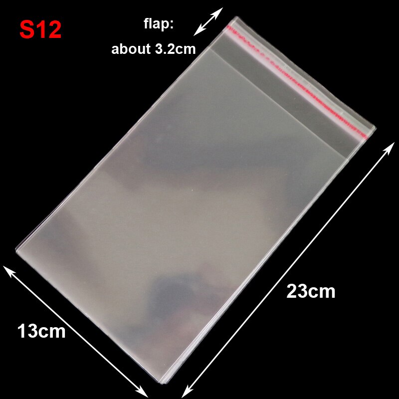 50pcs Resealable Plastic Transparent Bags Clear Cellophane Self-adhesive Plastic Opp Bag Packing Storage Poly Bag: 50pcs 13x23cm