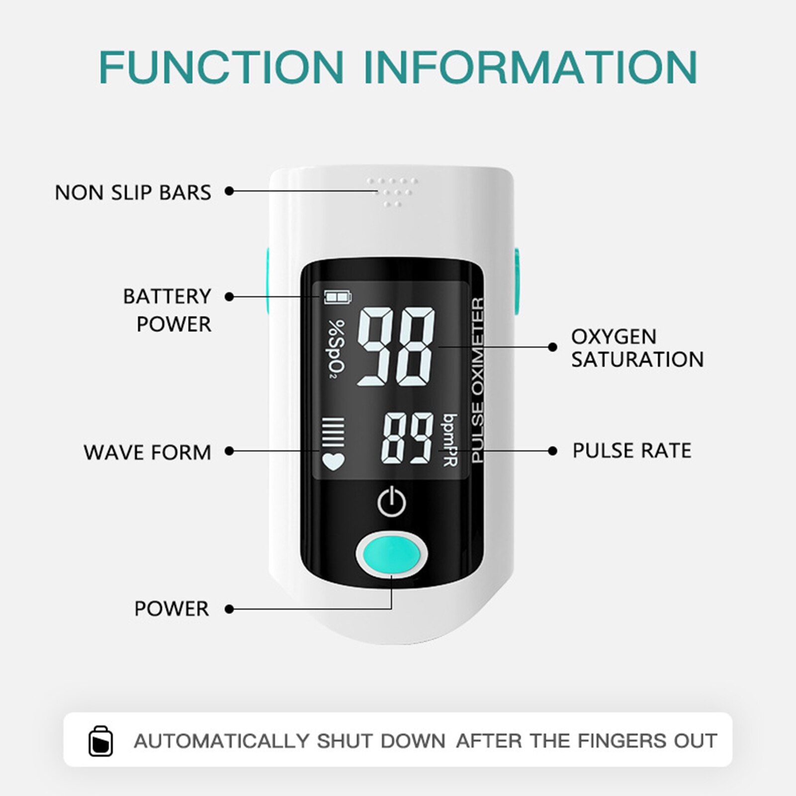 Fingertip Pulse Oximeter Blood Oxygen Saturation SpO2 & PR Monitor 8S Quick Measure Pulse Rate Measurement Meter for Home Sports