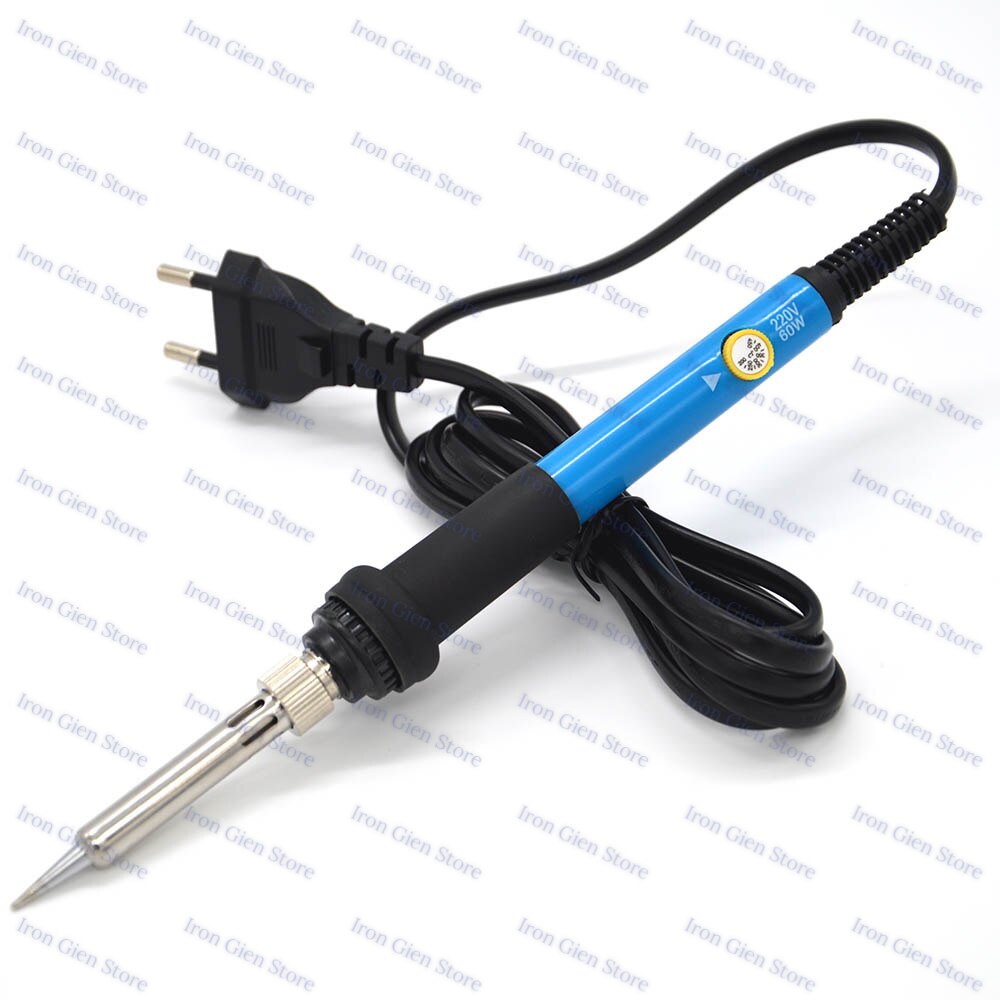 Electric Soldering Iron Kit 60W 220V EU Plus Adjustable Temperature For Rework Repair Tools With Tin Solder Wire 5 Welding Tips: EU Soldering Iron