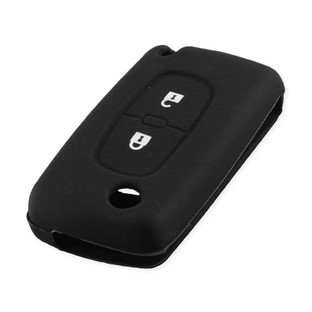 KEYYOU-funda de silicona con 2 botones para mando a distancia, funda para llave de coche, para Peugeot 206, 207, 307, 308, 407, 607, Citroen C3, C4, C4L, C5, C6