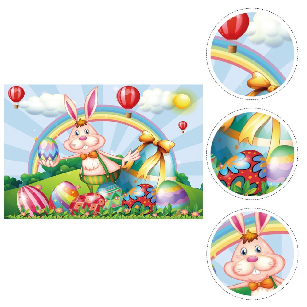 1Pc Cartoon Bunny Photo Background Easter Eggs Wall Backdrop for Photography: Assorted Color 1