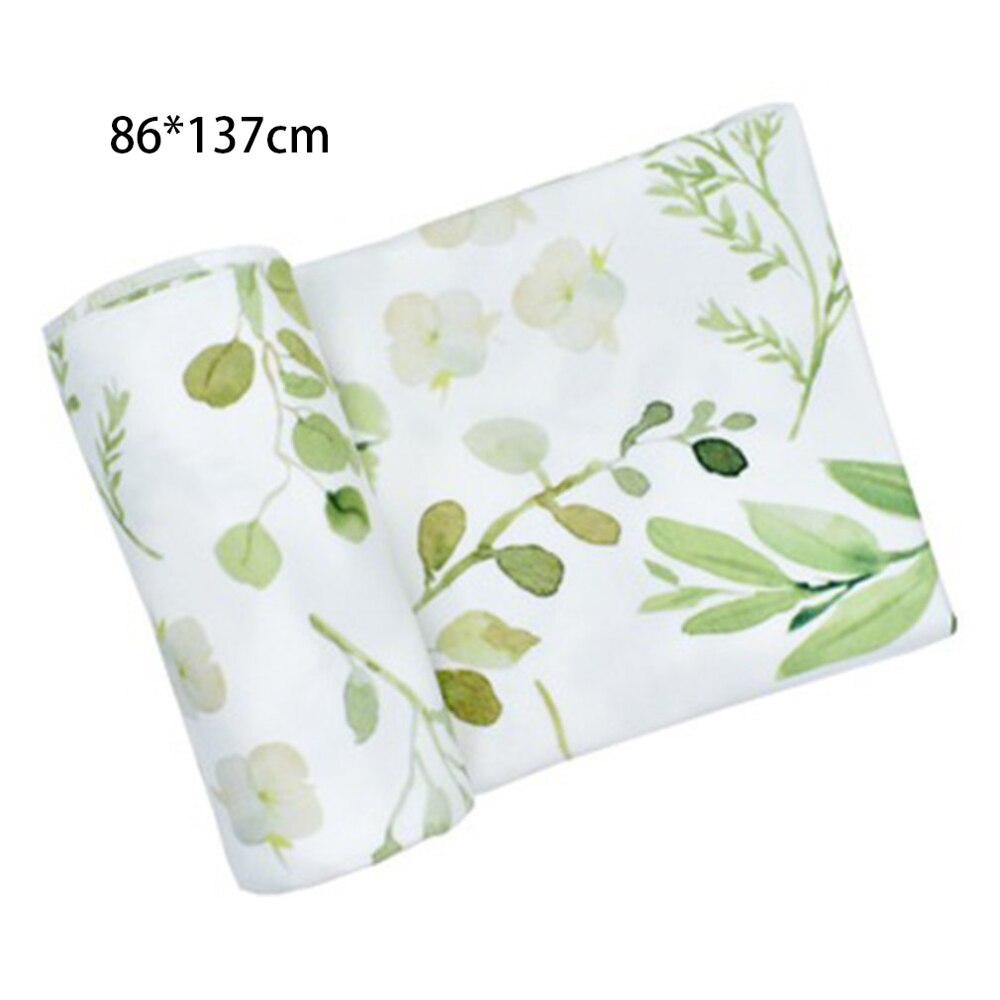 Gloednieuwe Peuter Aquarel Afdrukken Donzig Bloemen Dot Baby Deken Inbakeren Slaapzak Wrap Multifunctionele Wrap Doek: Green leaf86cm