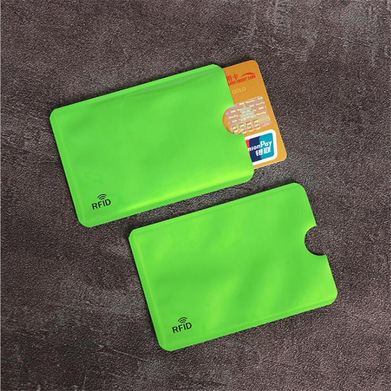 10Pcs Anti-Diefstal Kaarthouder Aluminiumfolie Rfid Case Anti-Demagnetiseren Kaarthouder Bescherming Bankkaart Set afscherming Tas Nfc: green