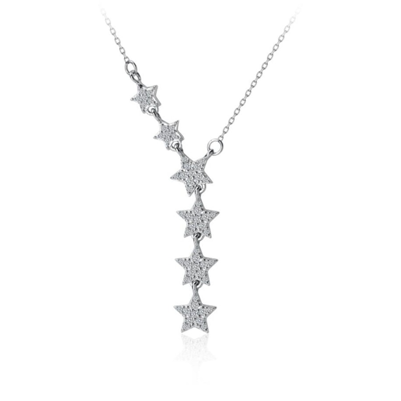 Memoria única exquisita estrellas dulce romántico 925 plata esterlina clavícula cadena collar femenino SNE463