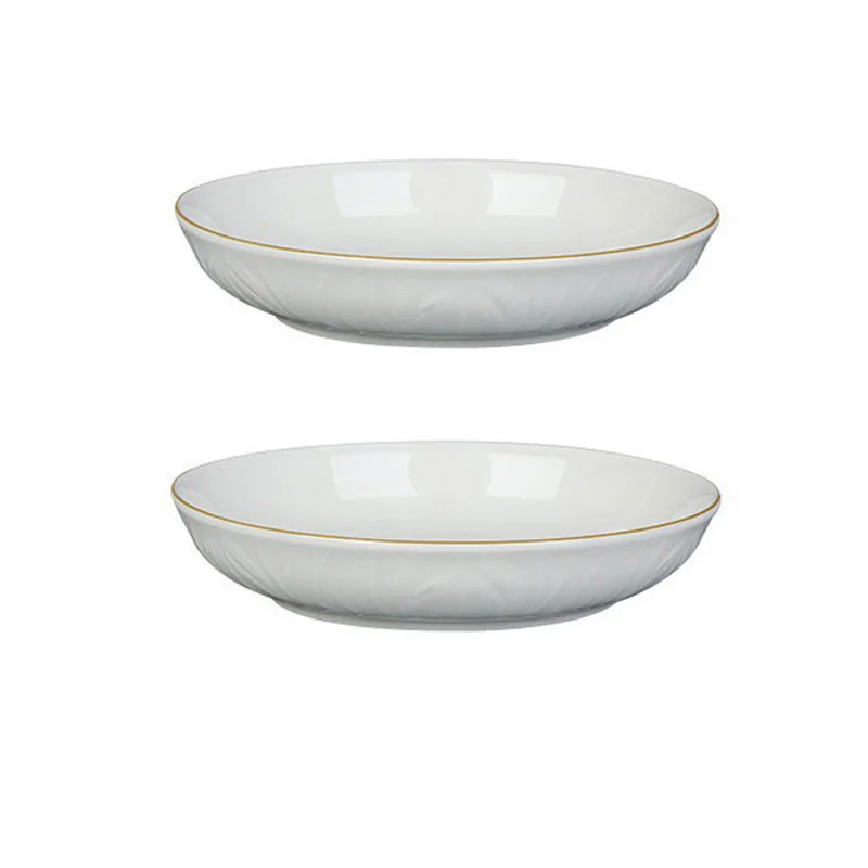 Pure White Ceramic Tableware Relief Golden Edge Fruit Vegetable Plate Easy-to-clean Rice Bowl Kitchen Tableware: green