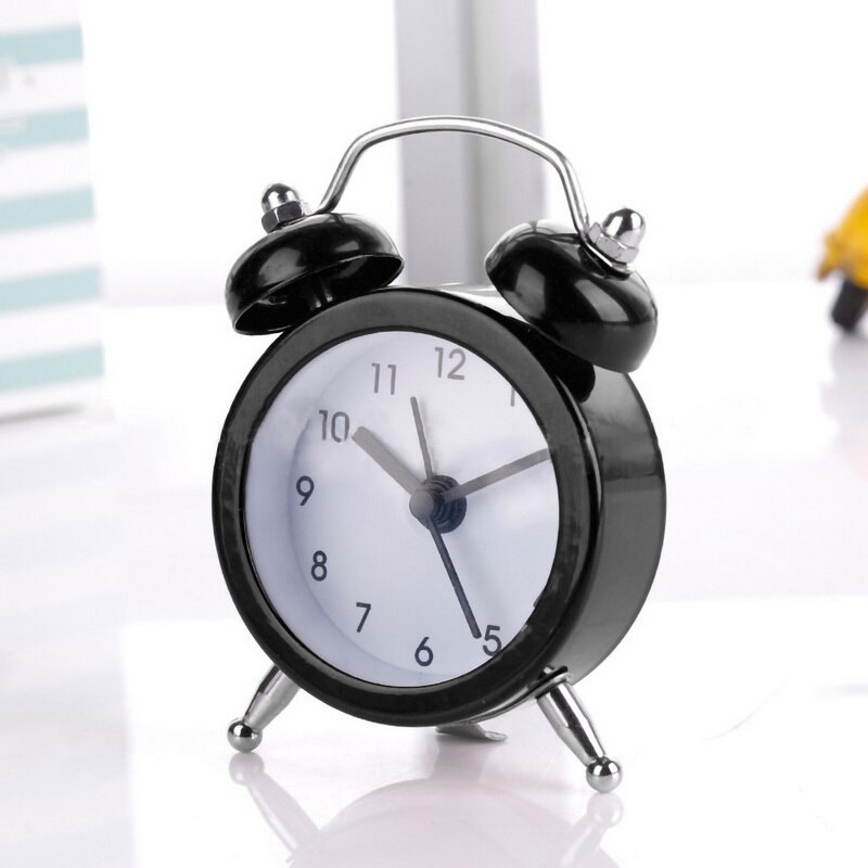 Mini Alarm Clock Electronic Round Number Double Bell Desk Table Digital Quartz Clock Home Decoration Retro Portable Cute Durable