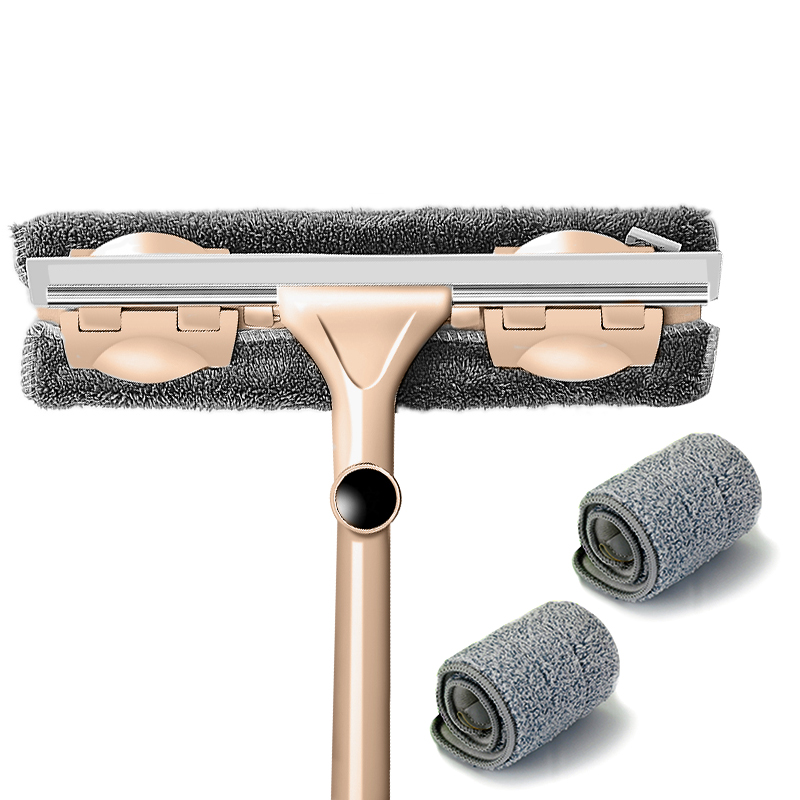 Telescopic Rod Glass Washing Cleaning Mop Windows Wiper Tool Washer Long Handle Brush Window Cleaner Product for Household: Brown
