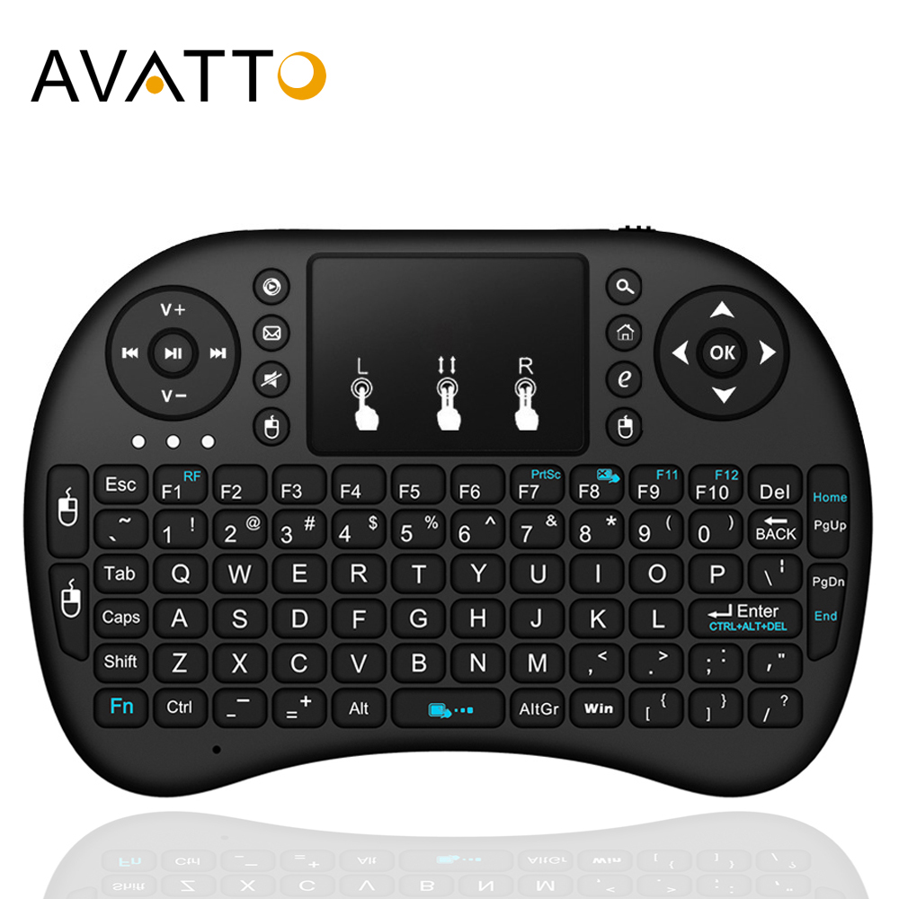AVATTO English,Aarabic,Hebrew Original i8 Mini Gaming Keyboard With 2.4GHz Wireless TouchPad Air Mouse for Smart TV,Android Box