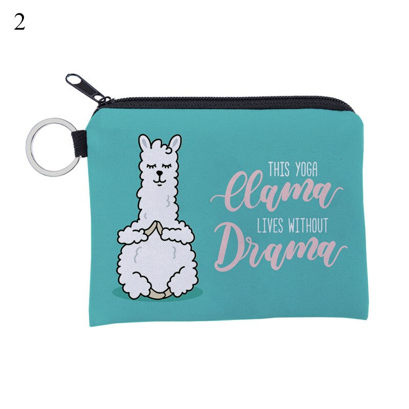 1 Pcs Unisex Cartoon Alpaca Printing Coin Purse Waterproof Small Zipper Purse Card Key Pouch Mini Square Wallet For: 2