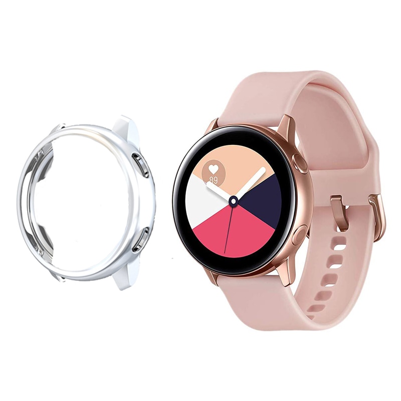 Filmfodral för samsung galaxy watch active 2 40mm 44mm plätering täcka tillbehör aktiv 2 40 44 härdat glas skärmskydd