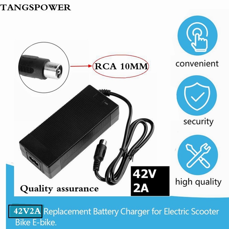 36v lader rca 10mm plug lotus connector uitgang 42v 2a elektrische fiets powerboard lithium batterij scooter opladen