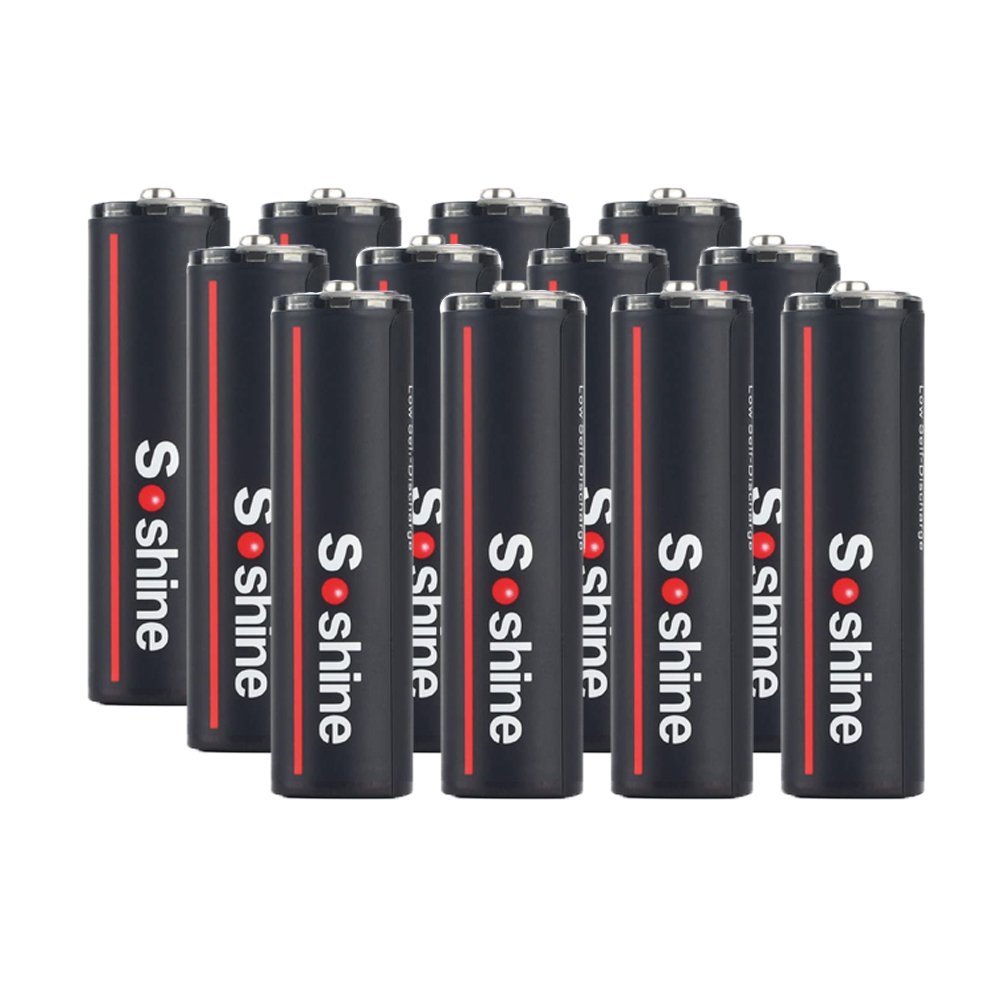 Soshine 2600 mWh USB wiederaufladbare Lithium-Batterien 1,5 V AA Li-Ion-Batterie 1200-facher Zyklus für Uhren, Fernbedienungskameras, Taschenlampe: Rot