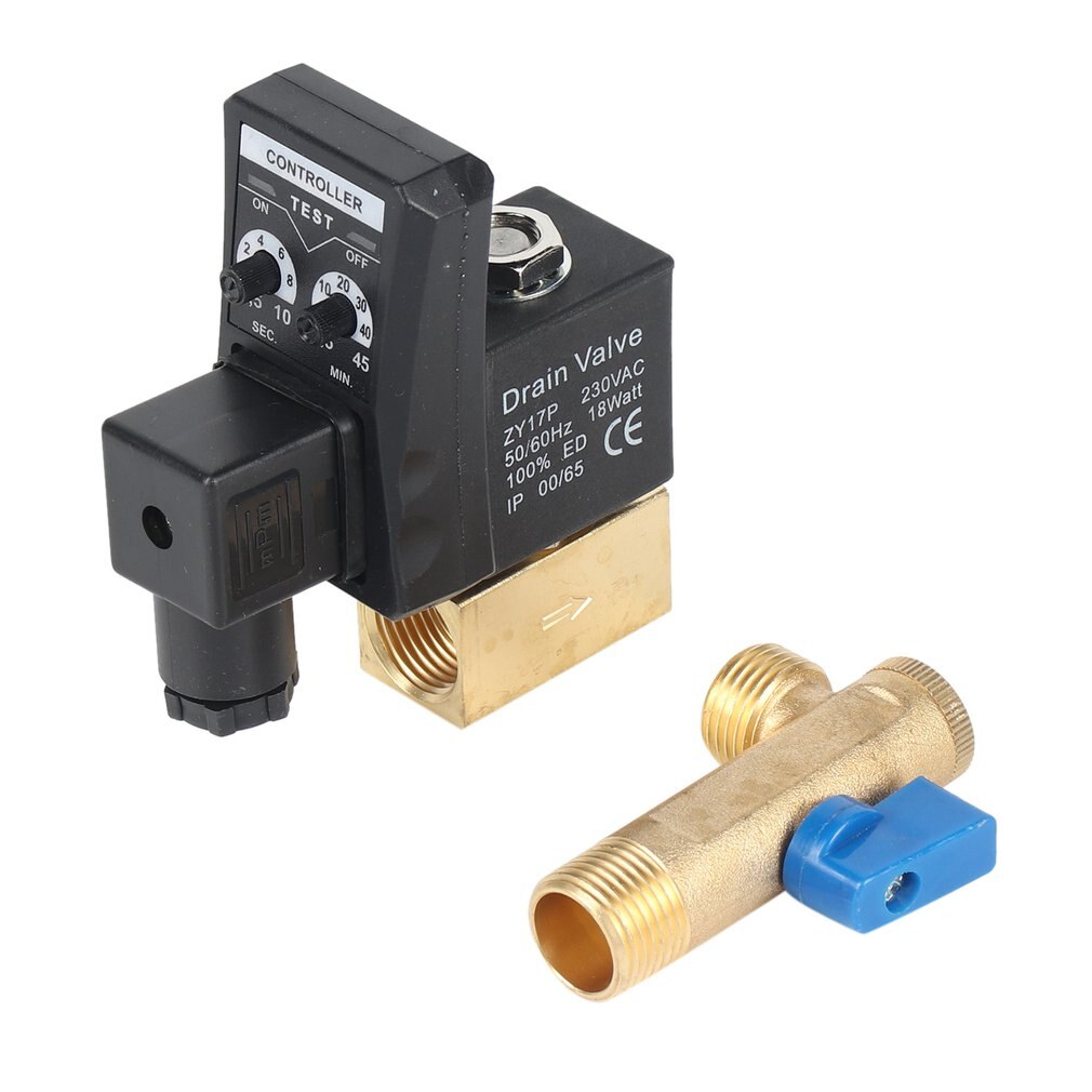 Electronic Drain Valve Timed Gas Tank Automatic Drain Valve 1/2" Port AC 220V 2-way Brass Valve for Air Compressor