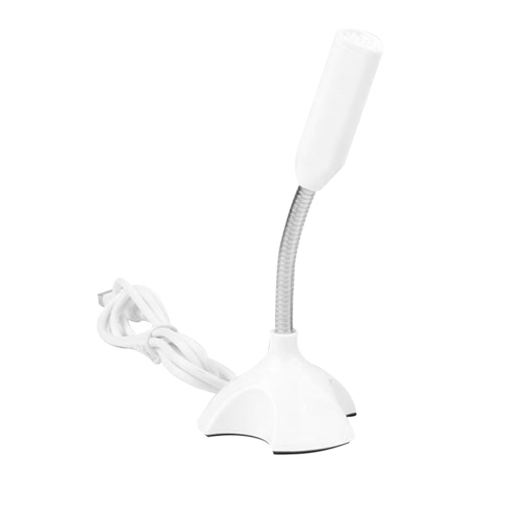 Universal Portable Desktop USB Microphone Computer Laptop Mini Microphone Flexible Tube Neck Adjustable PC Mic speaker: White