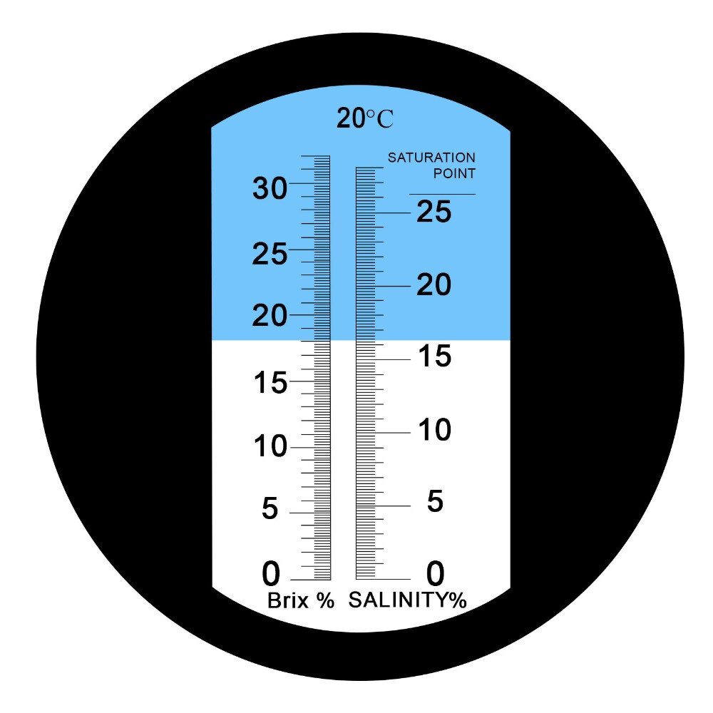 2- i -1 brix saltholdighedsrefraktometer dobbelt skala 0-32%  brix &amp; 0-28%  saltholdighed med atc natriumchlorid i saltlage med havvand