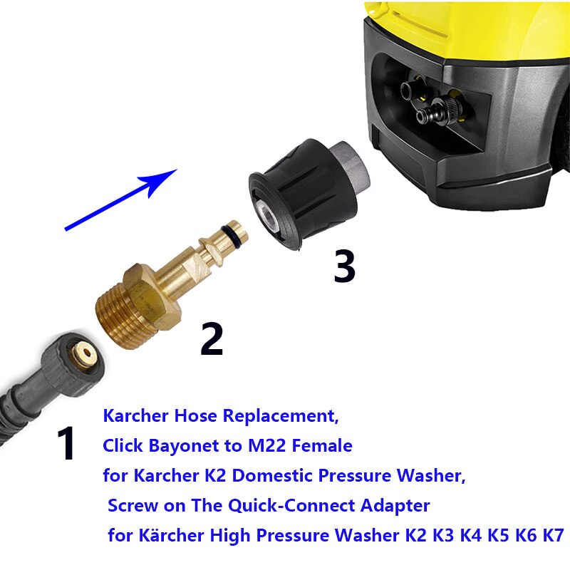 High Pressure Washer Hose Adapter M22 High Pressure Pipe Quick Connector Converter Fitting for Karcher K-series Pressure Washer