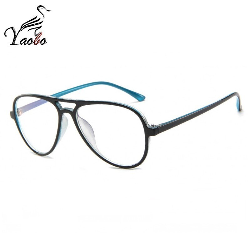 Top Transparent Aviation Glasses Frame Women Vintage Clear Frame Glasses Plastic Eyeglass Frames Female Eyewear: BLACK BLUE