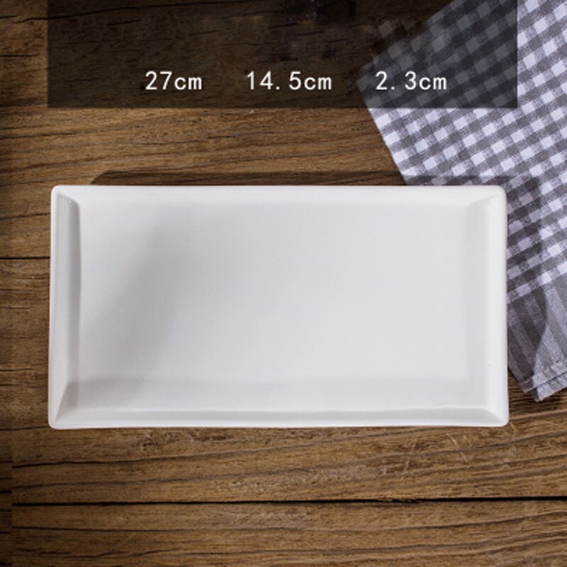 Pure white ceramic tray, rectangular fruit tray, tea tray, cake tray, dessert tray, dessert plate, flat tray, bread tray: Red