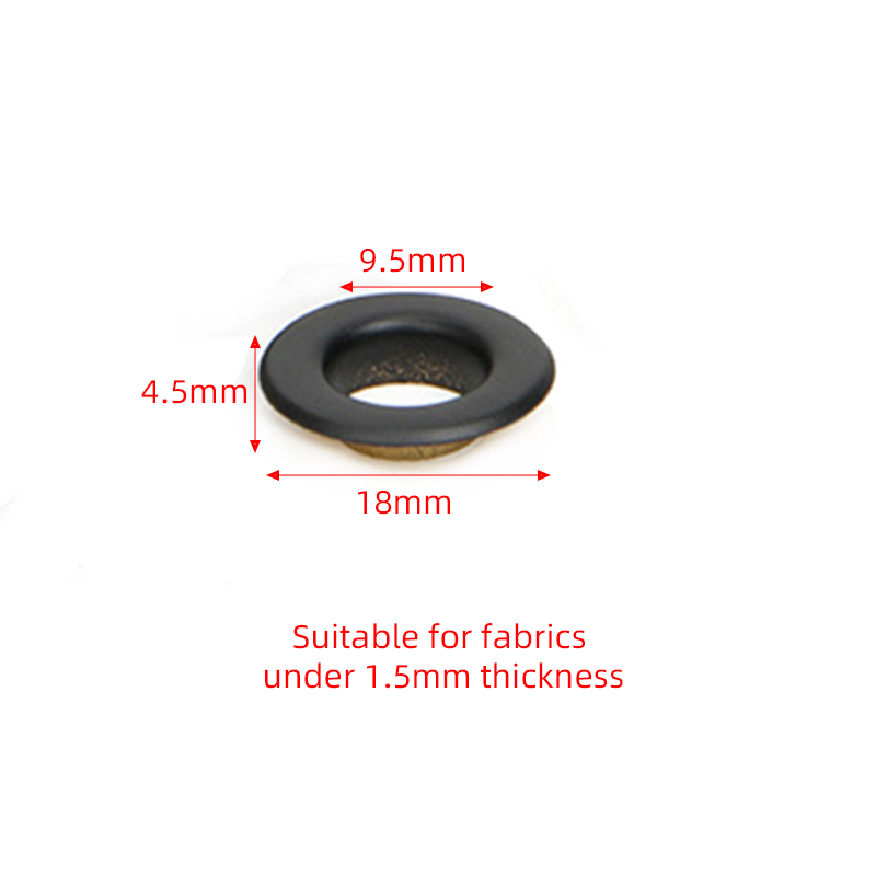 100 ensembles laque mat noir oeillets plat Type laiton oeillet pour maroquinerie chaussures sac toile robe vêtements accessoires oeillet: Inner Diameter 9.5mm