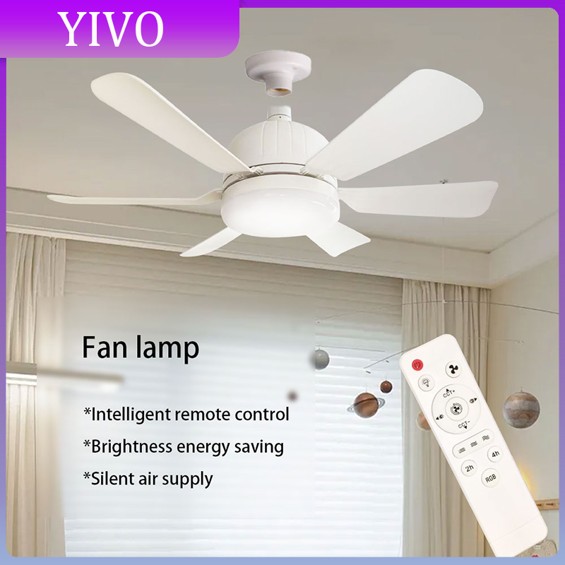 Ventilador de teto RGB LED 40W E27 com controle remoto para escurecimento, adequado para sala de estar, estudo, uso doméstico, 85-265V: Default Title