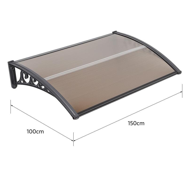 Multi-size Brown DIY Door And Window Awning Canopy Sun Shelter Awning Tent Awning Window Canopy Rain Shelter Roof Sun Shade HWC: 100X150 cm
