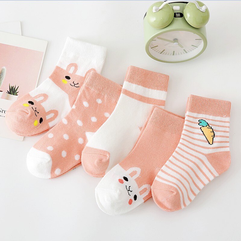5 Pairs/lot Cute Cartoon Baby Boy Socks Winter Thicken Cotton Toddler Girl Socks Soft Animal Print Children Socks Infant Sock: 1 / 4-6years