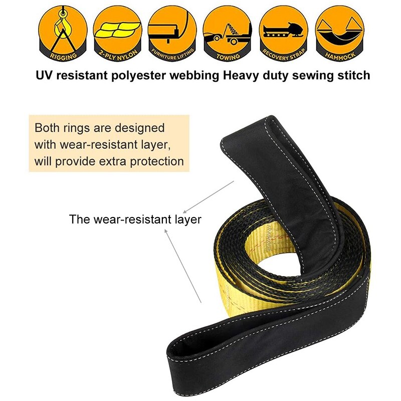 2 Pieces of Sling 10'X 2 inch Widened Flat Two-End Buckle Sling Strap Heavy-Duty Sling Polyester Sling(Yellow and Black)
