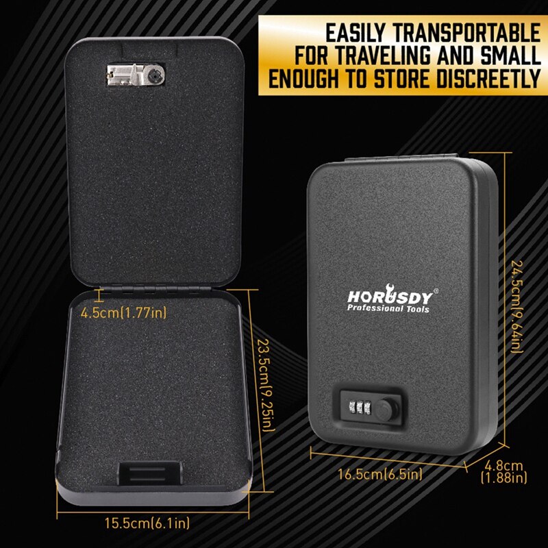 HORUSDY Lock Box For Valuables,Portable Security Case Lock Box Safes Portable Lock Box With Combination Lock