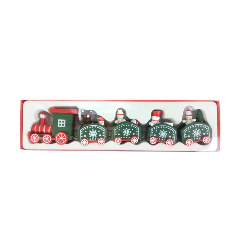 Decorazioni natalizie Montessori treno in legno bambini scuola materna regali per il giorno di natale decorazione per finestre giocattoli artigianali in legno: A Green 5pcs