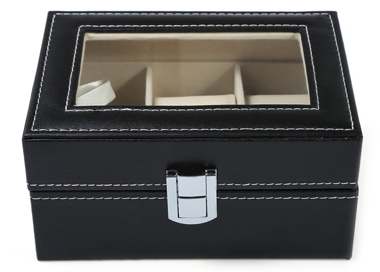 3 slots pu læder ur organizer sorte ure opbevaringsæsker etui smykkeholder etui