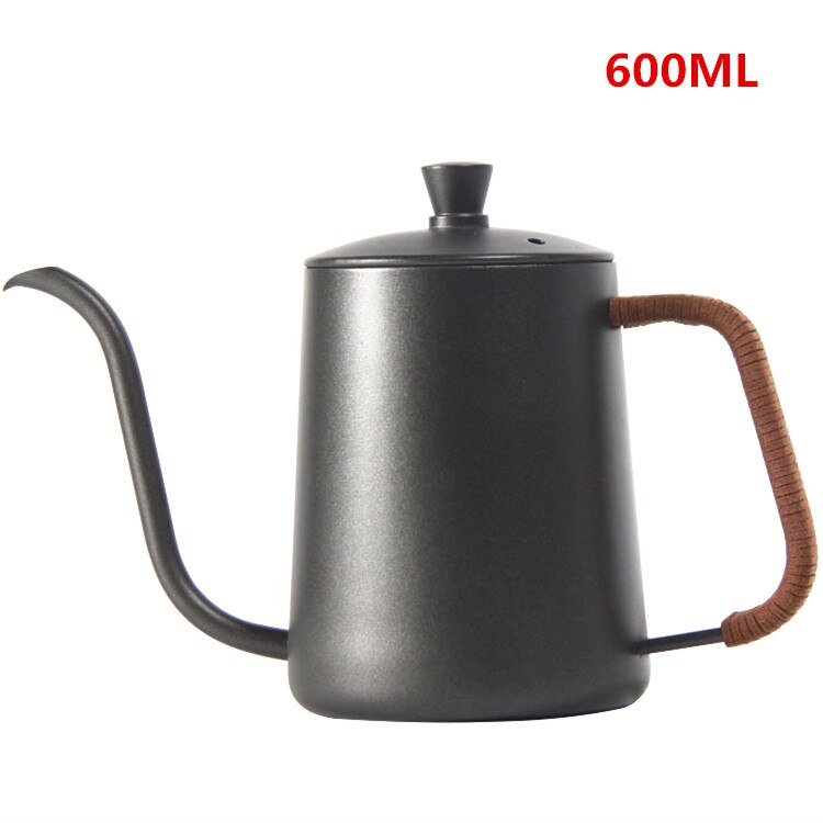 Tetera de goteo de 350ml y 600ml, teflón antiadherente para café o té, hervidor de goteo de acero inoxidable con cuello de cisne y boca fina: Insulated B 600ml