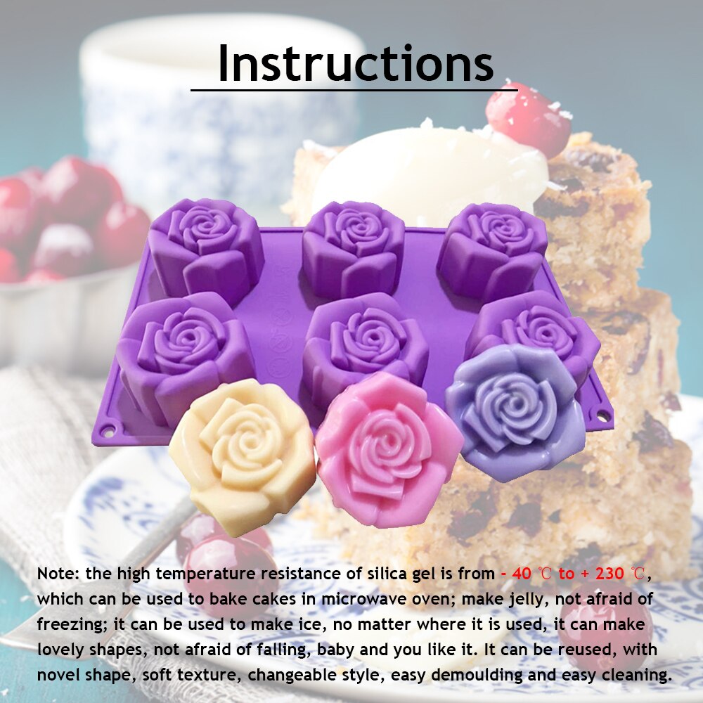 Diy silikonesæbeform isterning slik chokoladekage småkage cupcake forme rektangel blomst rose form til frossen mikrobølgeovn